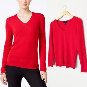 Charter Club Luxury 100% Cashmere V-Neck Sweater S Perfect Red Holiday $159